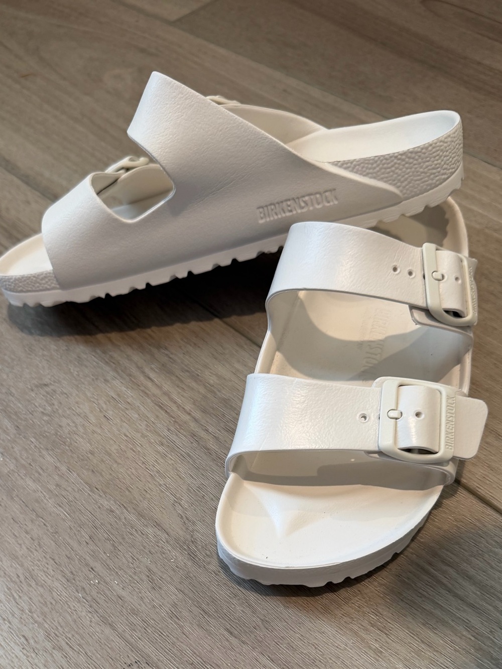 Birkenstock White Double-Buckle EVA Sandals for Women